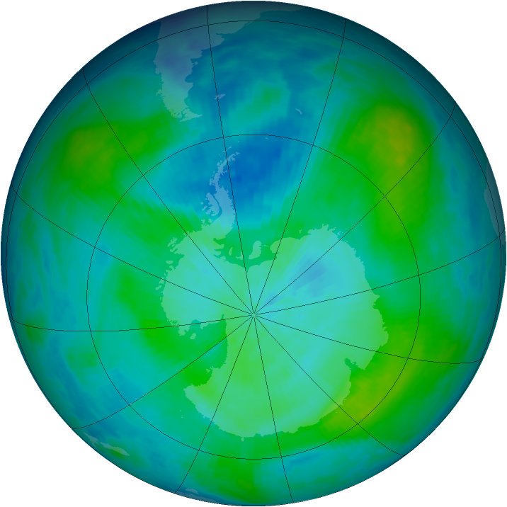 Antarctic ozone map for 27 February 1987